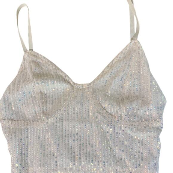 unknown Tops - Womens Y2K Babydoll Cropped Tank Top Cami XS Sequins Glam Party Event Going Out